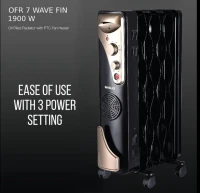 Havells OFR/Oil Heater with PTC Fan Heaters 7 Fins Black (GHROFBYK190) 1900W